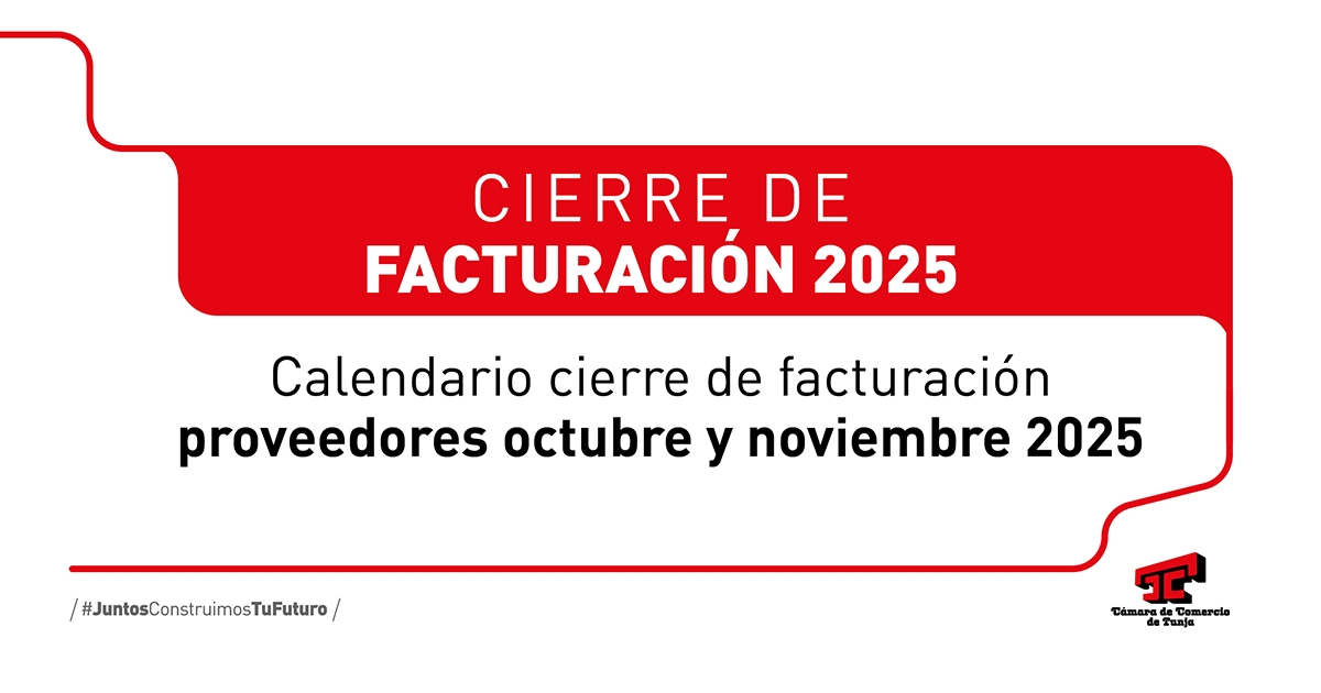 Calendario del cierre de facturación proveedores octubre y noviembre 2025