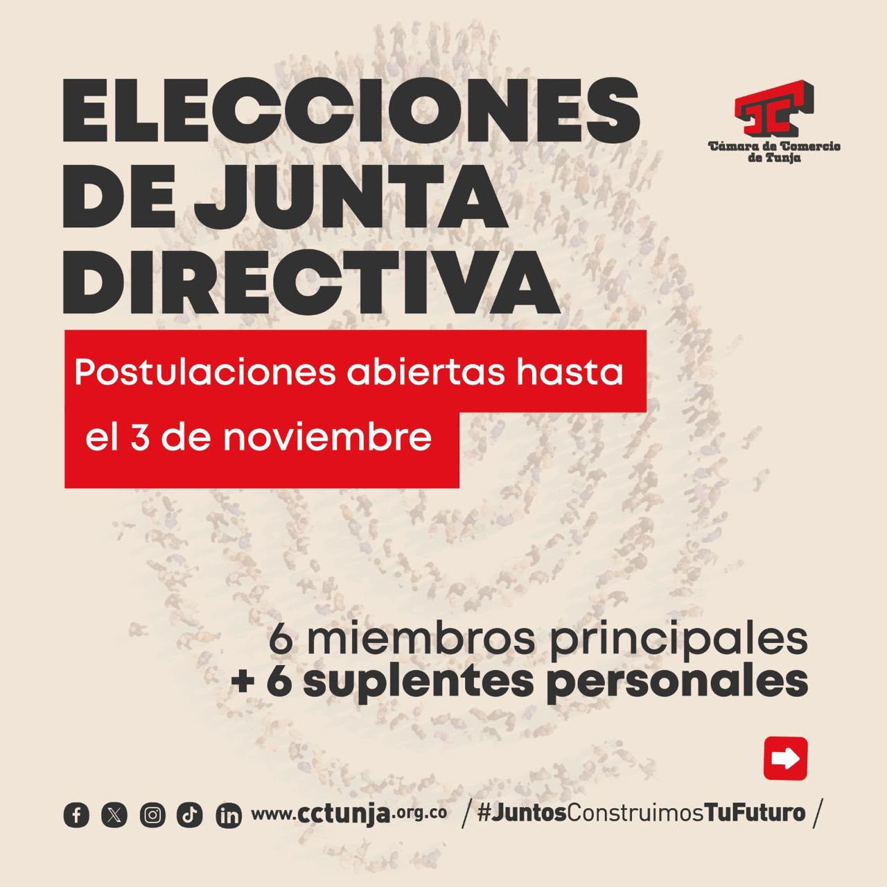 Elecciones de Junta Directiva - Postulaciones abiertas hasta el 03 de noviembre